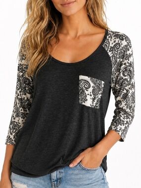 White Grey Top M Size